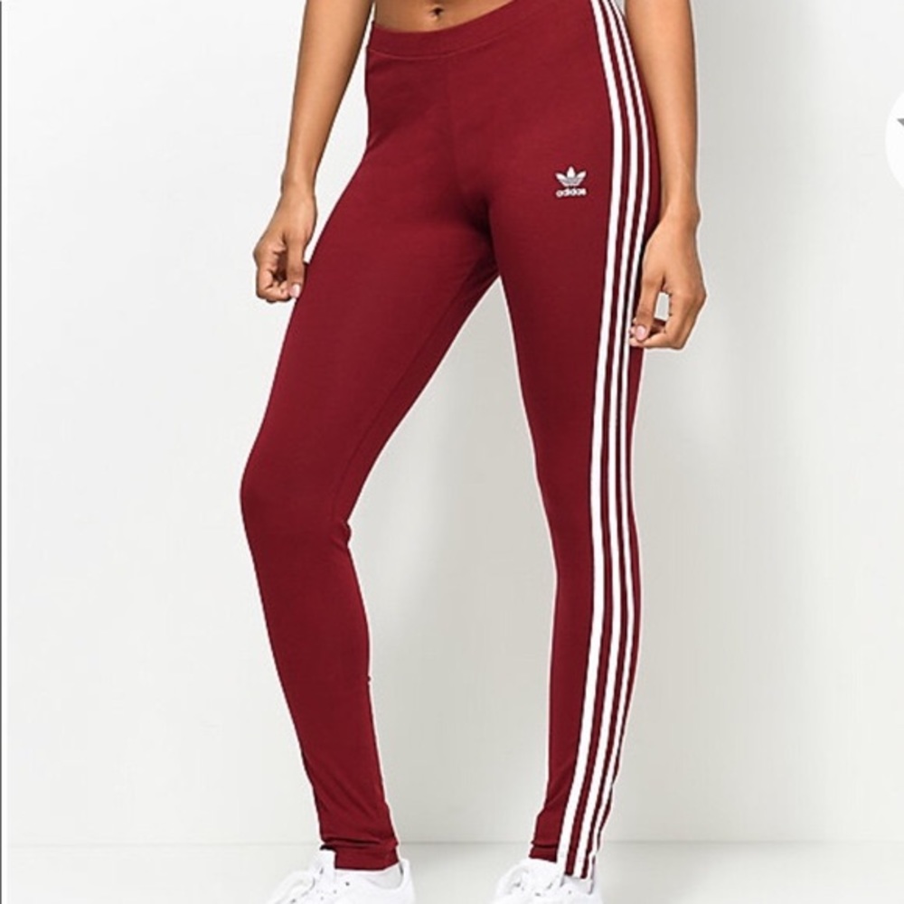 Dark Red Adidas Tights